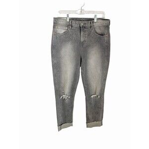 GAP Jeans Women's Size 31/12 Gray Vintage Slim Mid Rise Cuffed Raw Hem Destroyed
